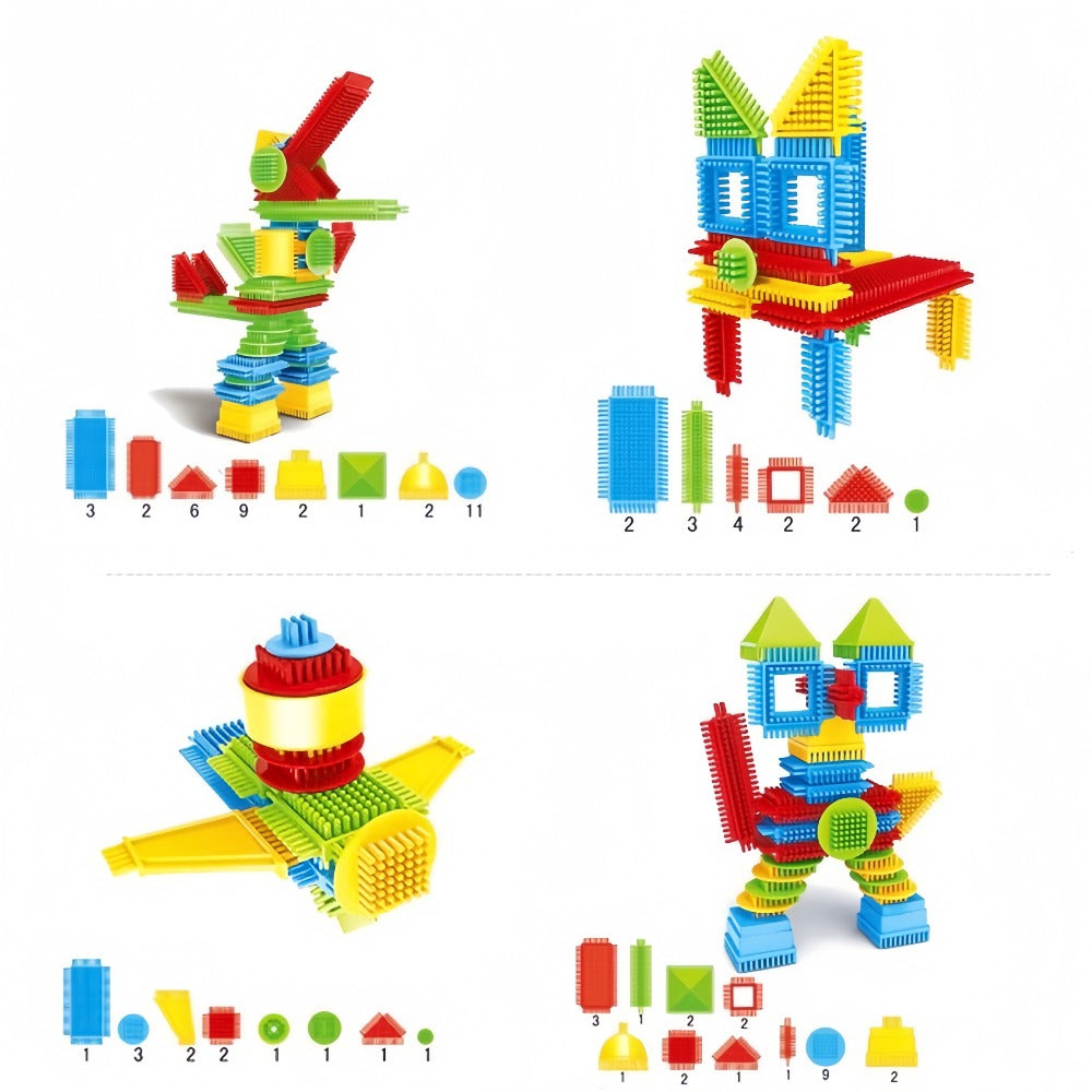 Hedgehog Building Blocks 150 Pieces – Soft Interlocking Bristle Blocks STEM Educational Toy for Toddlers & Preschool Kids, Creative Construction Playset, Birthday Gift for Boys & Girls Ages 3+