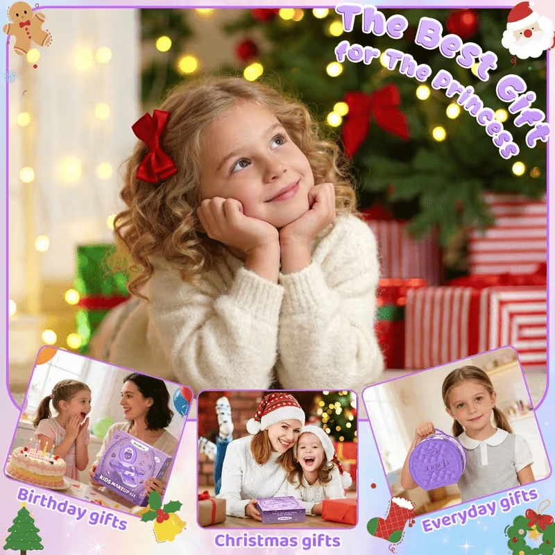 Real Washable Kids Makeup Kit for Girls - Non-Toxic & Safe Play Set, Princess Dress up Toys, Birthday & Christmas Gifts, Toys for Kids Girls 3+