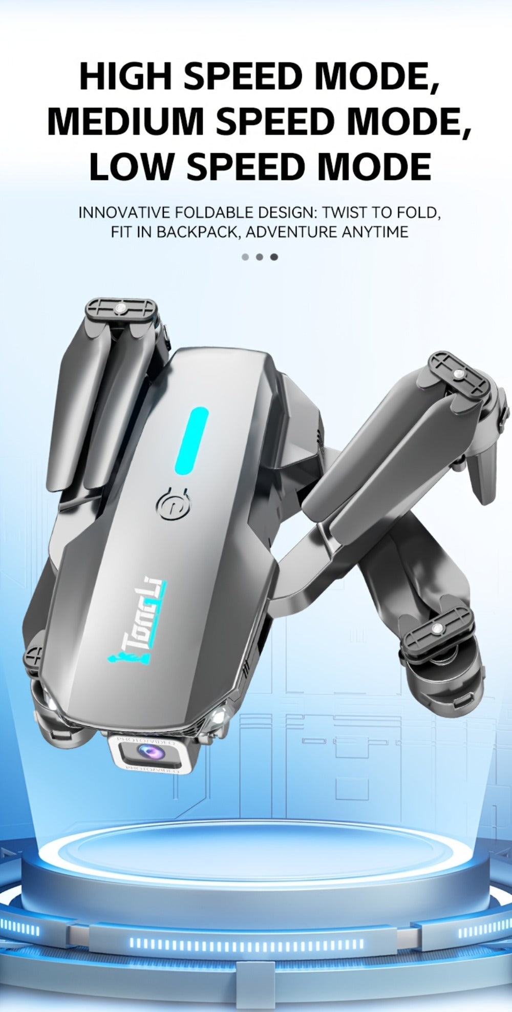 Foldable HD Camera Drone with Free Storage Bag & USB-C Charging – 3D Flips, Beginner-Friendly Aerial Photography Quadcopter for Vlogging, Outdoor Flying, Single or Dual Camera Options