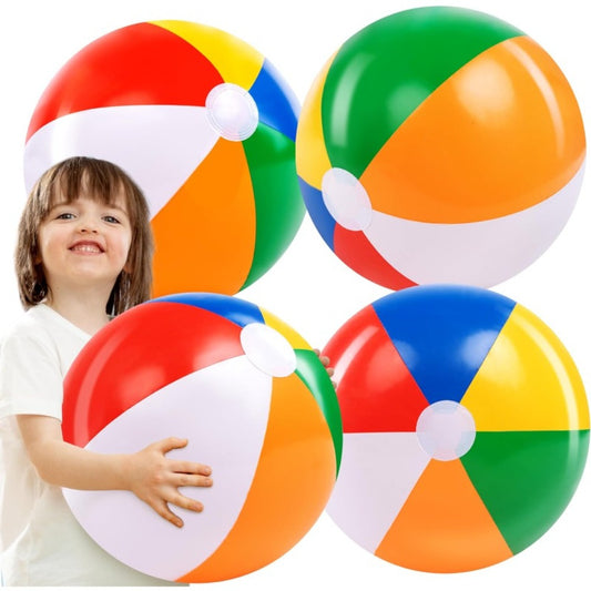 SYNCFUN 4-Pack 20" Beach Balls - Large Rainbow Beach Ball Inflatable Pool Toys For Party Supplies Decorations, Adults Kids Birthday Luau Summer Beach Water Games Beachball Multi-Item Party Favor Packs