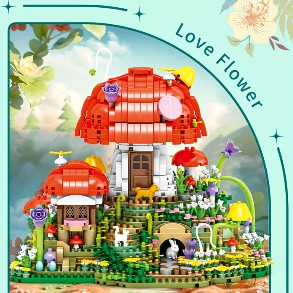 Fairy Mushroom House Building Blocks Set 2000+ Pcs – Mythical M-Shaped Miniature Architecture Model 663, Creative Desktop Decoration Display Kit for Adults & Teens, Birthday Gift for Fantasy Lovers