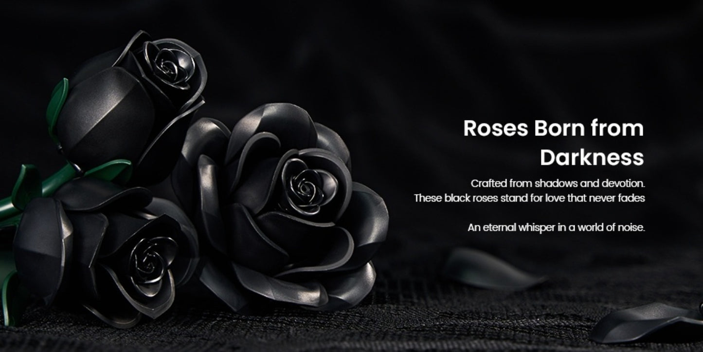 Black Rose Building Blocks Set 152 Pieces – 3 Gothic Artificial Flower Bouquet Brick Model Kit for Adults Teens, Unique Display Decor Gift for Valentine Birthday Anniversary Halloween Christmas
