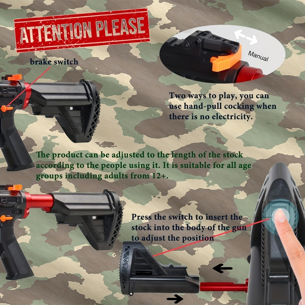 Outdoor Interactive Shooting Toy Gun, Portable Electric Gun Toy, Rechargeable Combat Toy, High-performance Cool Toy Gun, Rechargeable Splash Ball Toy, Suitable For Outdoor Activities, Shooting Games, Party Gifts. Christmas And New Year
