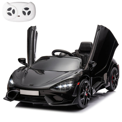 12V Kids Ride On Car Electric Vehicle with Hydraulic Doors Remote Control LED Lights MP3 Player 3 Speeds Smooth Start Birthday Christmas Gift Boys Girls