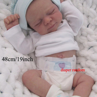 Reborn Baby Doll 19 Inch Full Vinyl Body – Realistic 48cm Newborn Girl with 3D-Painted Skin, Visible Veins, Implanted Eyelashes, Bathable, Movable Limbs, Role-Play & Collector Gift for Kids Ages 3+