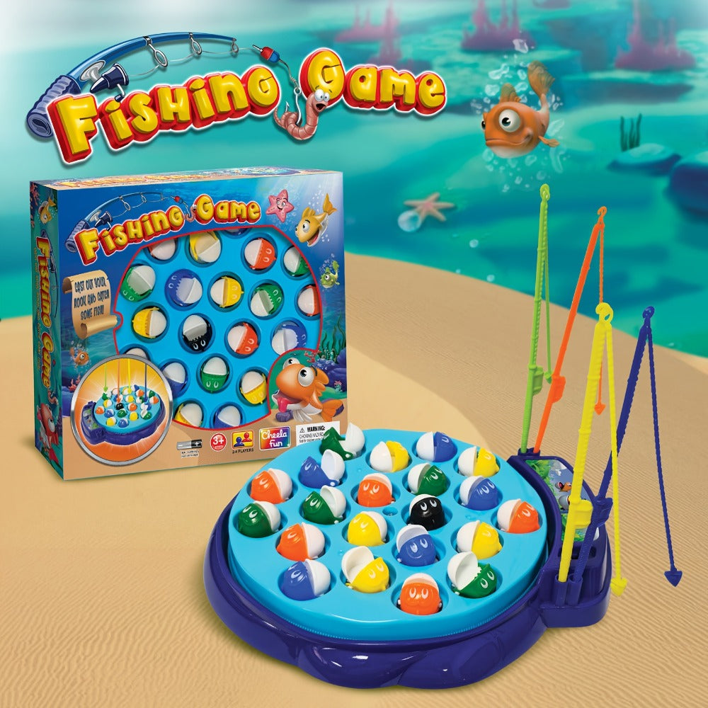 Kids Fishing Game with Rotating Board – 21 Fish & 4 Fishing Rods, Fast-Action Electronic Fishing Toy for Toddlers Ages 3+, Fun 2-4 Player Family Game, Great Birthday Gift