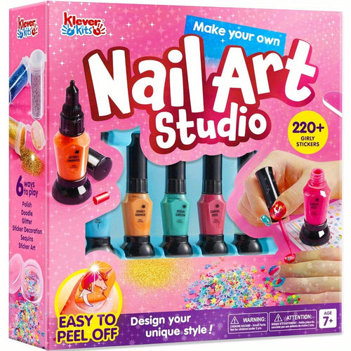 SYNCFUN Nail Polish Art Kit For Kids, Kid-safe, Non-toxic Materials-Children Nail Studio With Glitter, Stickers Sequins, Stroke Sticker, Polish-Girls Creative Idea Birthday Christmas Gifts Age 7+