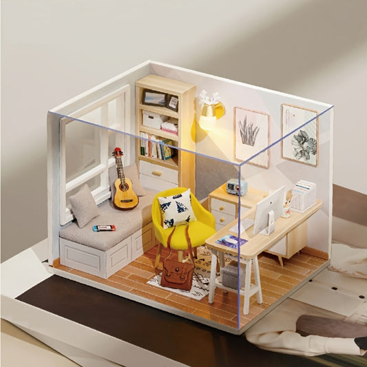 [Birthday Christmas Valentine's] DIY Exquisite Small House, Sunshine Study, Mini Collection Version, Creative Miniature Scene, Handmade Wooden Building Model, Home Decoration Ornaments, Birthday, Christmas, Valentine's Day Gifts