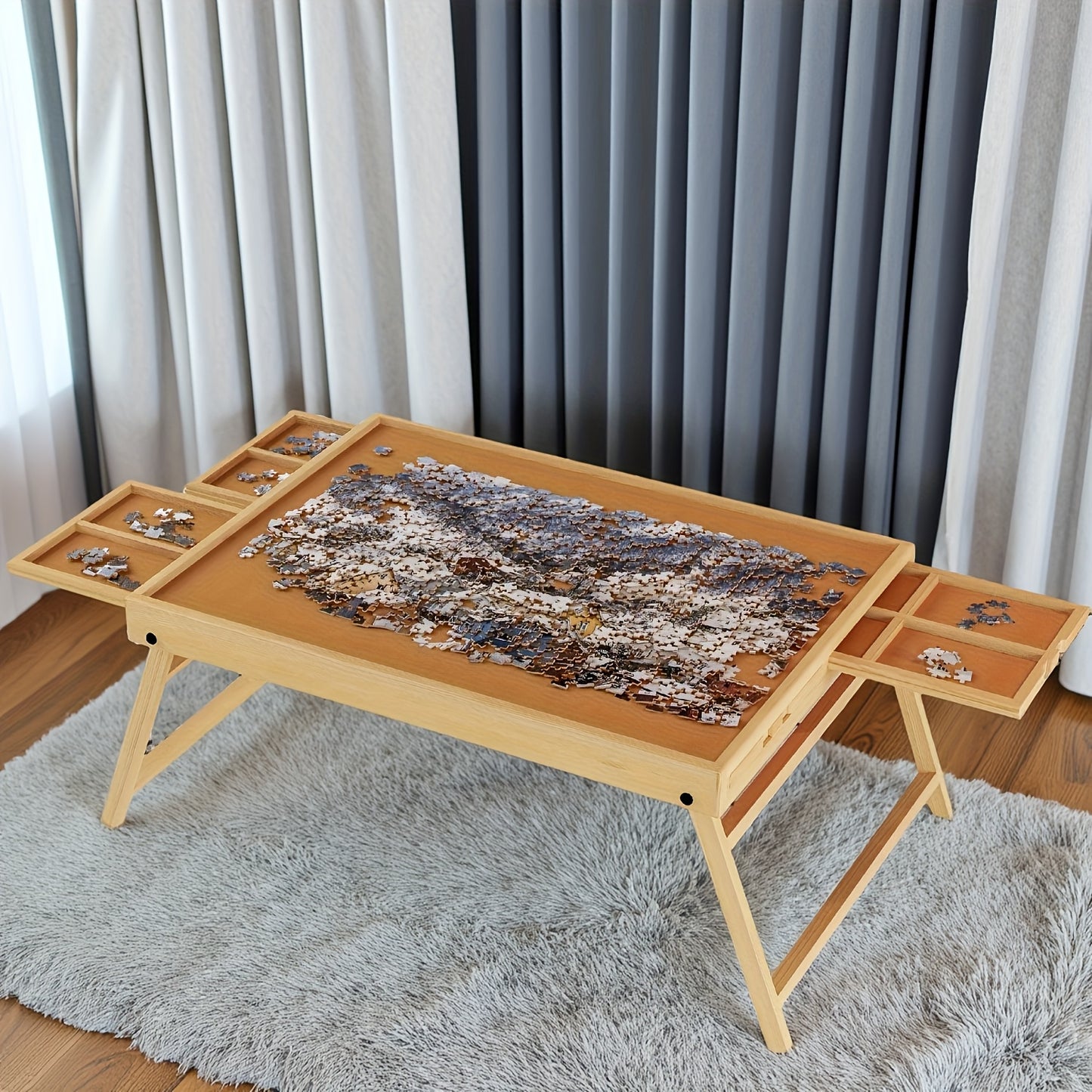 1000pcs Puzzle Table, 2-In-1 Tilting Design Stand And Lid, Sitting for a Long Time Doing Puzzles Is Not Tiring. 6 Drawers, Ultralight, Portable, Durable, Perfect Gift, Must-Have for Puzzle Lovers