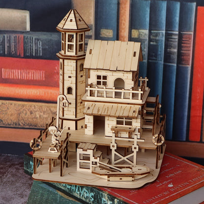 3D Wood Model Kit for Adults & Teens – DIY Wooden Assembly Puzzle, Choose Fisherman's Hut / Treehouse / Cowboy Bar, STEM Brain Teaser Craft Kit, Unique Birthday & Holiday Gift
