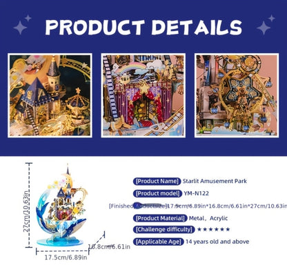3D Metal Model Kit MU Star Playground – Handcrafted Garden Scene DIY Assembly Puzzle for Teens Adults Ages 14+, Unique Birthday Christmas Valentine's Day Gift for Girlfriend Women Teen Girls