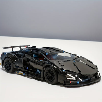 Black Supercar Building Blocks Set 1288 Pcs Limited Edition – Openable Hood & Trunk Functional Headlights Realistic Engine, Advanced Assembly Model Kit for Adults & Teens, Birthday Christmas Gift
