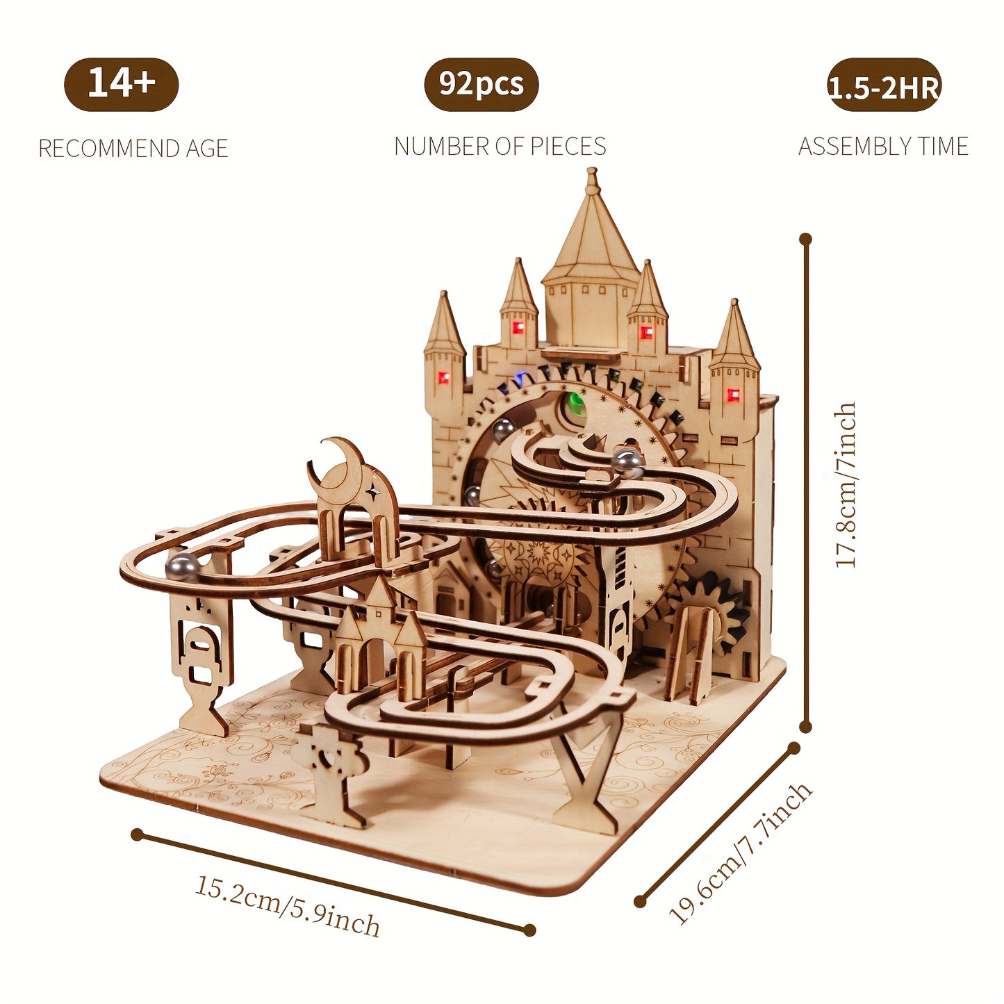 3D Electric Marble Run Puzzle Handmade Logic Construction Set Educational Craft for Logical Thinking Development