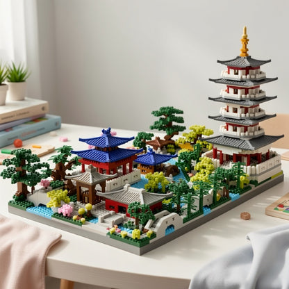 Hangzhou West Lake Building Blocks Set 3282 Pcs – Miniature Chinese Architecture Model with Pagoda & Cherry Blossom Tree, Collectible Landscape Display Kit for Adults & Teens, Cultural Gift
