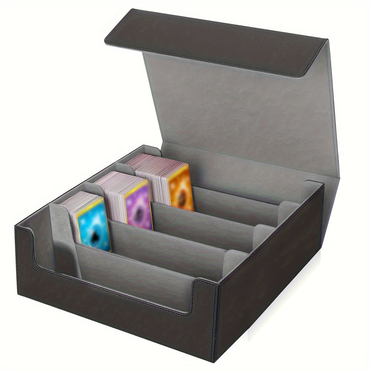 TCG Deck Box, 3000+ Trading Card Storage Box, 4 Rows Card Deck Case for Trading Cards, Synthetic Leather Commander Card Deck Case for MTG Commander YugiOh TCG TGG Cards Sport Cards