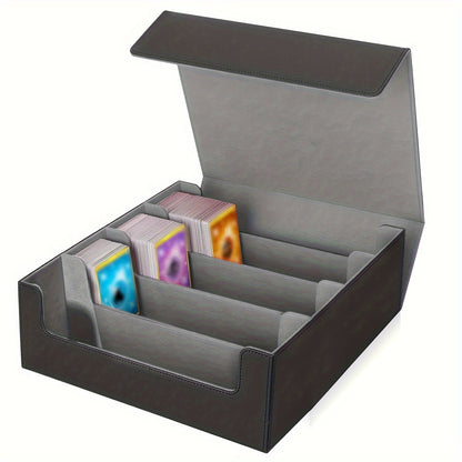 TCG Deck Box, 3000+ Trading Card Storage Box, 4 Rows Card Deck Case for Trading Cards, Synthetic Leather Commander Card Deck Case for MTG Commander YugiOh TCG TGG Cards Sport Cards
