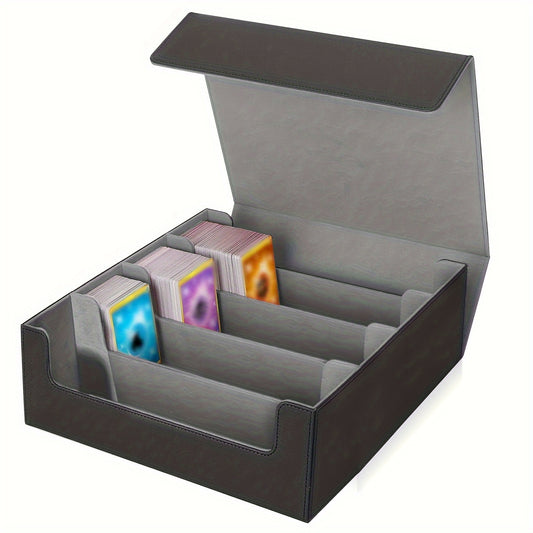 TCG Deck Box, 3000+ Trading Card Storage Box, 4 Rows Card Deck Case for Trading Cards, Synthetic Leather Commander Card Deck Case for MTG Commander YugiOh TCG TGG Cards Sport Cards