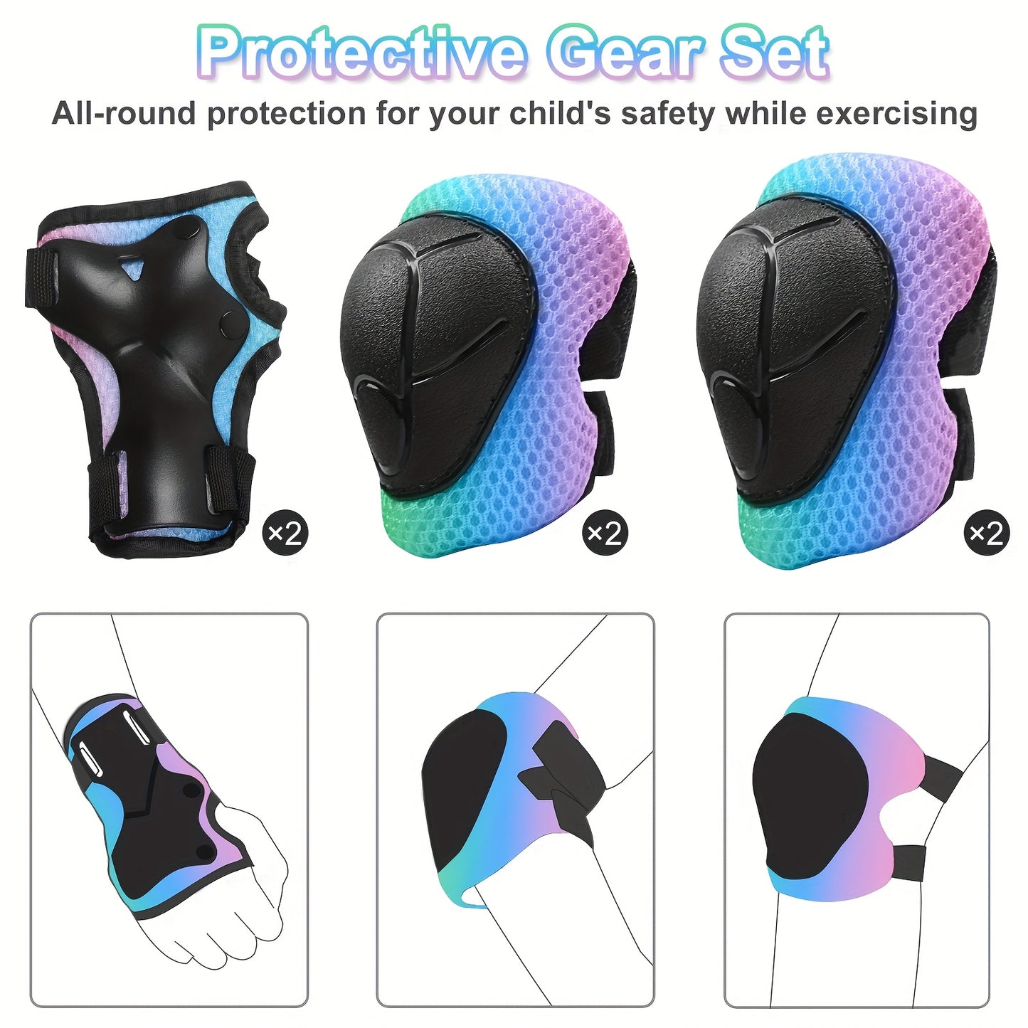 Lightweight Helmets for Children Aged 5 And Above, Suitable for Boys And Girls, Including Protective Gear for Various Sports. This Set Features a Bike Helmet Along with Knee And Elbow Pads for Safety While Cycling