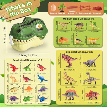 Dinosaur Toys for Boys 46pcs Realistic Jurassic Dinosaur Figures Set with Eggs, Trees & Fence – Educational STEM Playset for Kids Ages 3-12, Perfect Birthday & Easter Gift for Boys and Girls