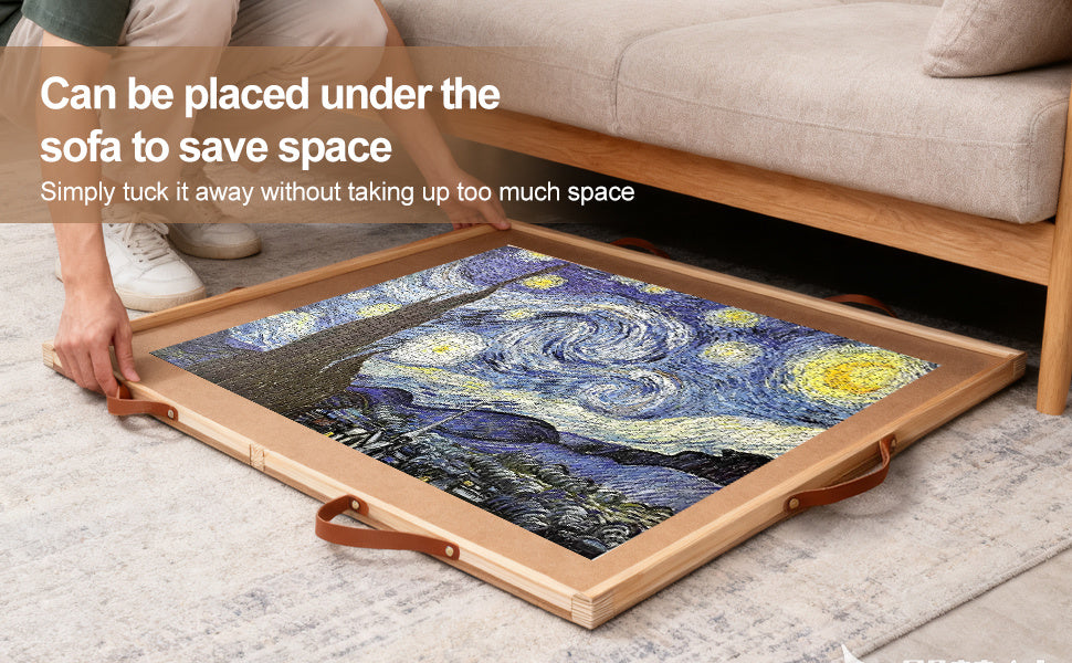 Large 35“x27” Rotating Puzzle Table with Easy Pull Handle Drawers, Puzzle Organizer Board for Adults and Seniors