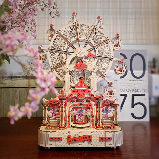 DIY 3D Wooden Puzzle Ferris Wheel Music Box - Handcrafted Model Kit, Intricate Mechanical Design, Includes Gift Box And Assembly Instructions, Educational Toy | Decorative Model | Intricate Craftsmanship, Musical Puzzle, Best for Christmas