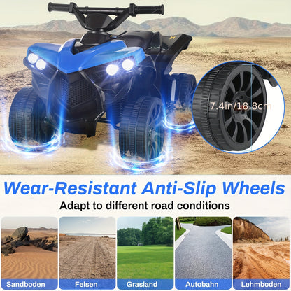 Kids Electric Quad ATV with Headlights & Pedal Accelerator - Sturdy PP Construction, All-Terrain Anti-Slip Tires, 55 lbs Weight Capacity, - Ride-On for Boys & Girls (/Red//Black) - Ideal Birthday/Christmas/Halloween Gift, 1.86 MPH Speed, Design with
