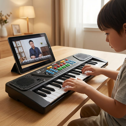 37-Key Electronic Piano Kit with Integrated Microphone | USB Operated | Keyboard Suitable for Young Learners | Sing-Along & Music Education | Family Fun for Parents And Children | Perfect Musical Present for Birthdays And Celebrations