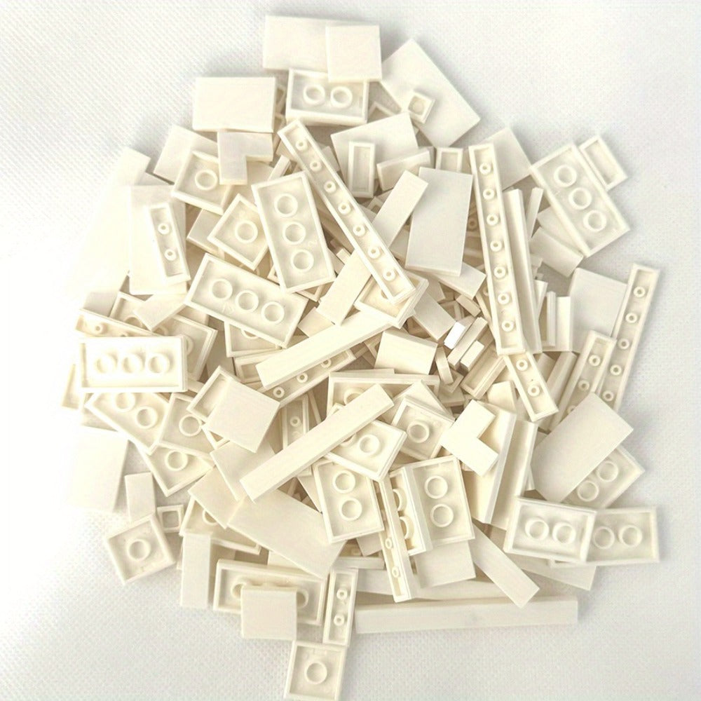 Bulk Flat Tile Building Blocks 150 Pcs – Smooth Thin Plate Bricks 1x1 1x2 1x6 Dots Mixed Particle Set, LEGO-Compatible Bulk Bricks for Kids & MOC Builders, DIY Creative Building Accessory
