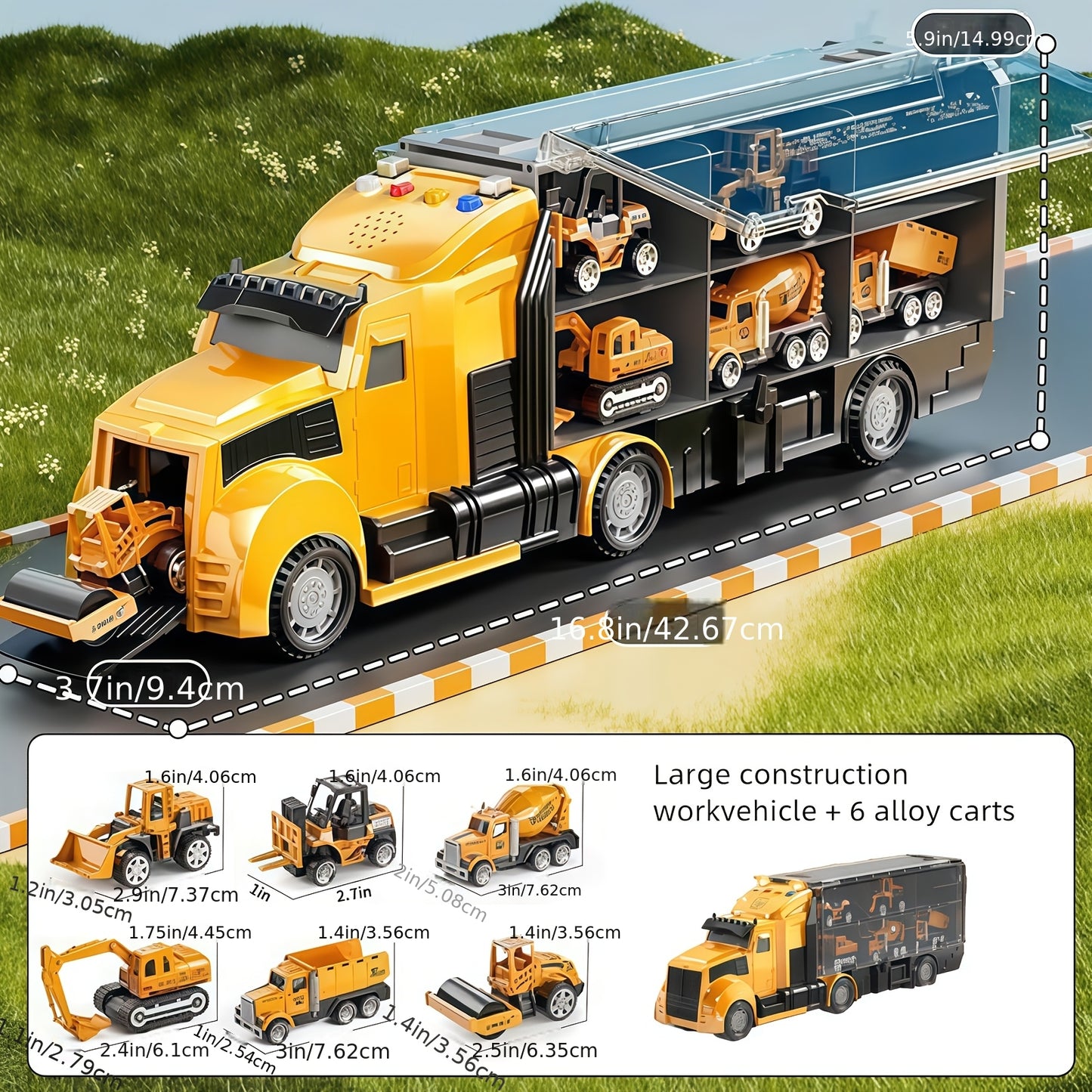 7-In-1 Diecast Construction Toys For Children Aged 3-9, Trucks For Boys, Excavator Toy, Kids' Play Cars & Race Cars, And And An Excellent Gift For Birthdays, Easter For Both Boys And Girls