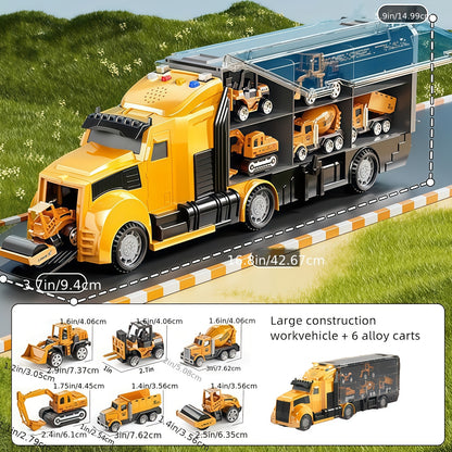 7-In-1 Diecast Construction Toys For Children Aged 3-9, Trucks For Boys, Excavator Toy, Kids' Play Cars & Race Cars, And And An Excellent Gift For Birthdays, Easter For Both Boys And Girls