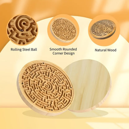 Wooden Maze Balance Board with Steel Ball – Brain Training Puzzle Game for Kids & Adults | Hand-Eye Coordination, Focus & Dexterity Skill Builder | STEM Gift for Boys & Girls Ages 6+, 1-Pack or 2-Pack