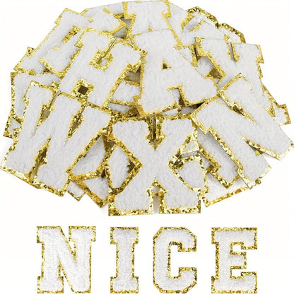 Chenille Letter Patches Self Adhesive A-Z Embroidered Alphabet Applique Stickers for Clothes Bags Hats Phone Cases DIY Crafts – 26pcs Full Set