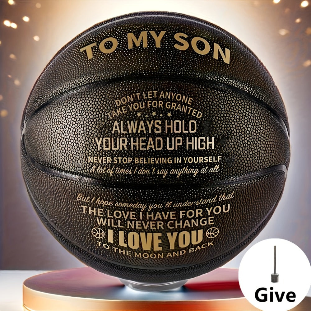 Personalized Basketball Gift for Son & Grandson Standard Size with Pump To My Son To My Grandson Heartfelt Message Sports Birthday Christmas Holiday Gift for Boys Teens
