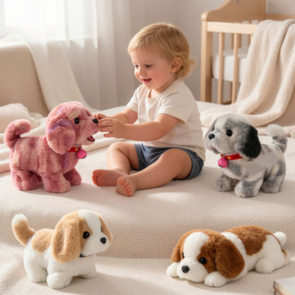 Interactive Walking Plush Pet Toy 9 Styles – Golden Retriever Husky Saint Bernard Kitten Chick Electric Realistic Barking Stuffed Animal, Best Birthday Gift for Toddlers Kids Ages 3+