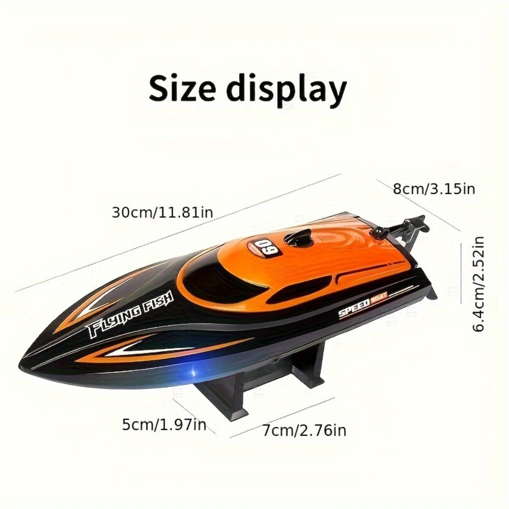 RC Speedboat 30KM/H with LED Night Navigation Lights – 2.4G Remote Control High Speed Boat, Anti-Capsizing Water Cooling System, Pool & Lake RC Toy for Kids & Adults, Birthday Gift