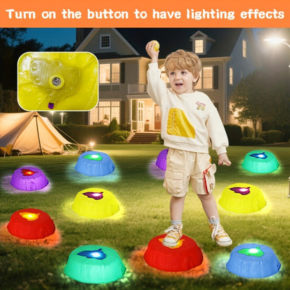 Light-Up Stepping Stones for Kids 10 Piece Glow Balance Training Sensory Coordination Game Indoor Outdoor Activity Toy Party Birthday Christmas Gift Boys Girls Ages 3+