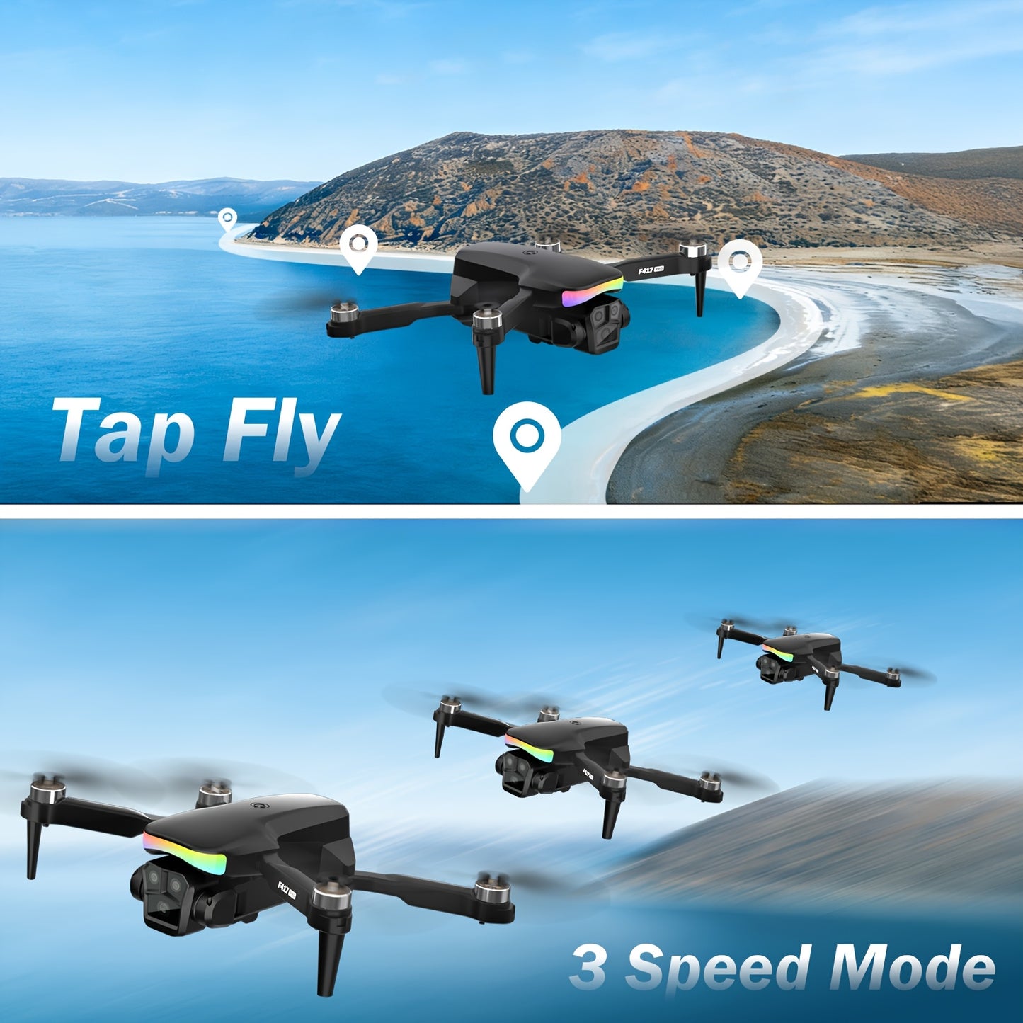 [Foldable RC Quadcopter] Drone With 2 Camera For Beginners Adults, Drone With LCD Screen, Professional Brushless Motor, Altitude Hold 3D Flips 3 Speeds Headless Mode One Key Takeoff/Landing, Foldable RC Quadcopter Support Up To 32G SD Card
