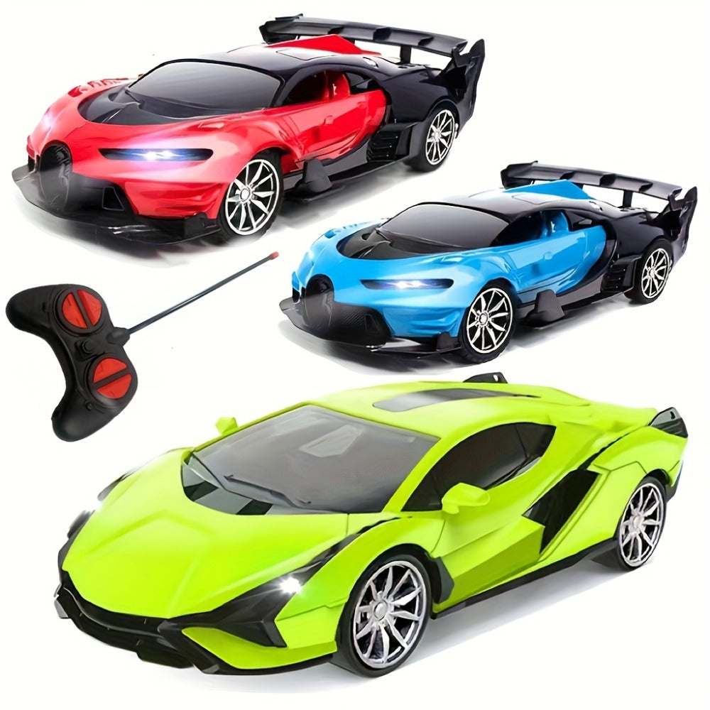 1:24 High-Speed Drift RC Car with LED Lights – 4-Channel Simulation Model Remote Control Car Toy, Green Blue Black Red Black Color Options, Birthday Christmas Halloween Gift for Boys & Girls
