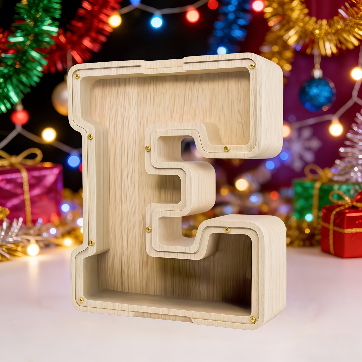 26 English Alphabet A-Z Letter Penny Bank, Large-Capacity Transparent Wooden Alphabet Penny Bank, Wooden Savings Box, Back to School Gifts, Halloween Gifts, Christmas Gifts