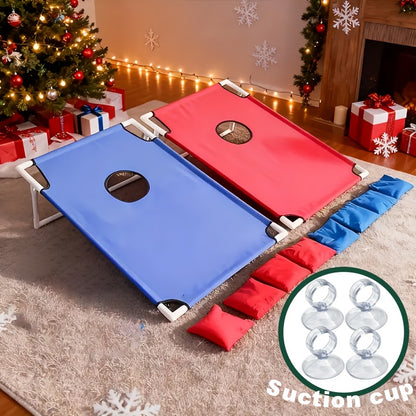 [Portable Beanbag Game] 1 Portable Beanbag Throwing Game Kit - Foldable, Durable, And Portable, Perfect for Outdoor Parties, Camping, And Backyard Fun - Available in Red And Blue Upgraded Versions, Includes 1 Hole Board And 12 Beanbags, Red And Blue Two-T