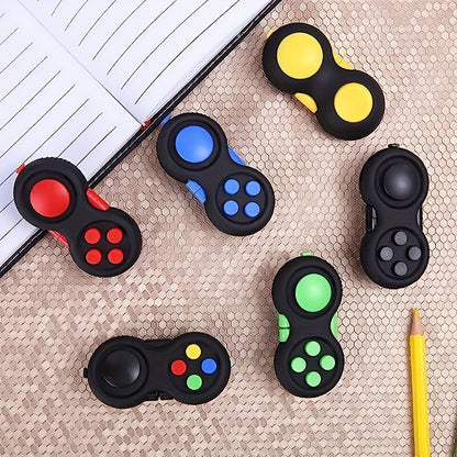 3pcs Retro Classic Handheld Fidget Controllers - Vibrant & Fun Relax Toys with 8 Fidgeting Options, Clickable Buttons, Game Joystick, and Massage Roller in Assorted Colors
