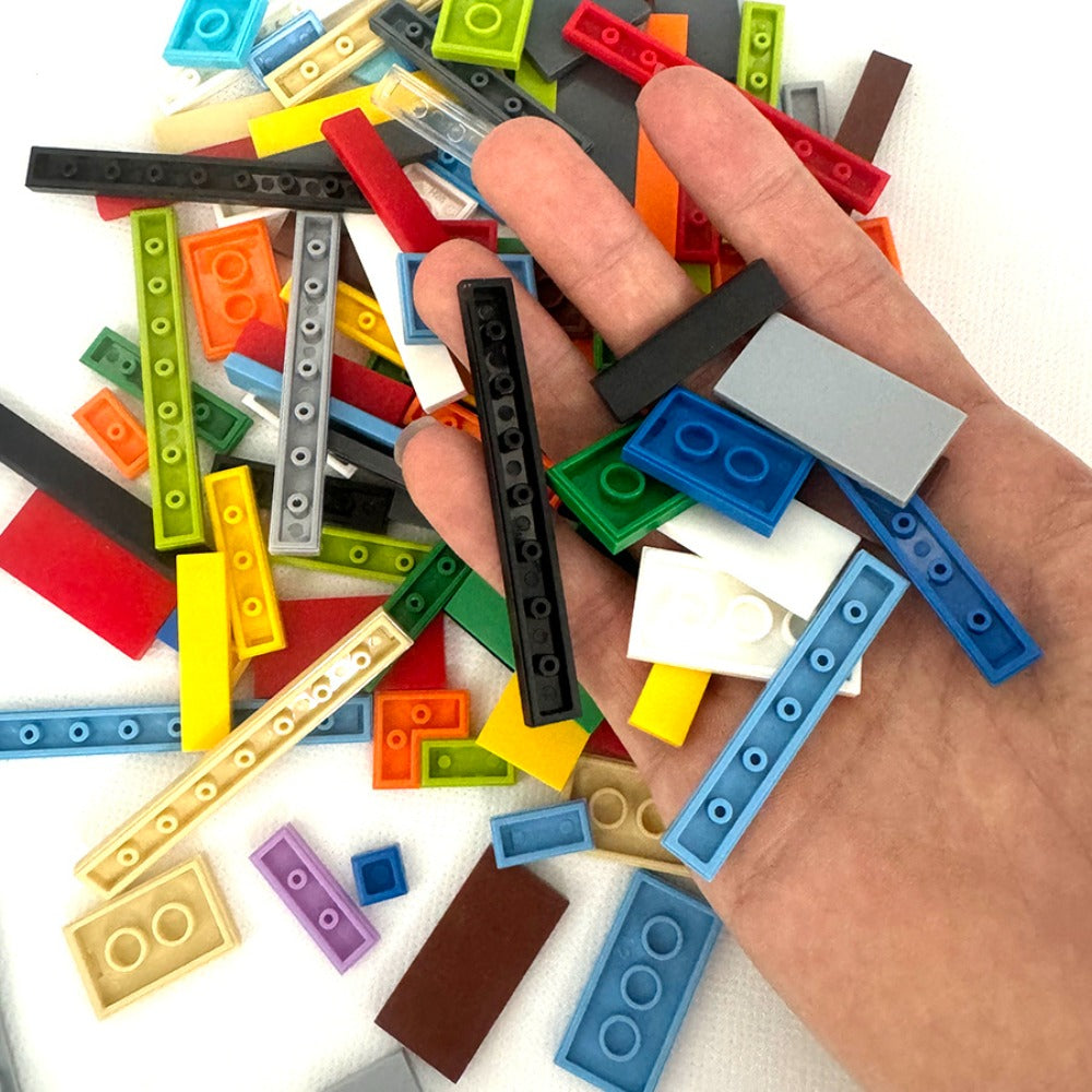 Bulk Flat Tile Building Blocks 150 Pcs – Smooth Thin Plate Bricks 1x1 1x2 1x6 Dots Mixed Particle Set, LEGO-Compatible Bulk Bricks for Kids & MOC Builders, DIY Creative Building Accessory