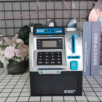 Electronic Money Bank for Kids with Debit Card & Cash Scanning – Digital ATM Piggy Bank with Coin & Bill Slot, Balance Calculator, Password Lock Safe Box, Fun Savings Toy Gift