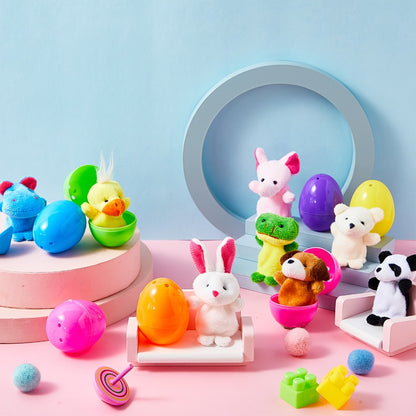 20 Set/40pcs Finger Puppets with Eggs Prefilled Egg with Cartoon Animal Puppets Toys Back to School Soft Plush Dolls Props for Party Basket Stuffers (Cute Style)