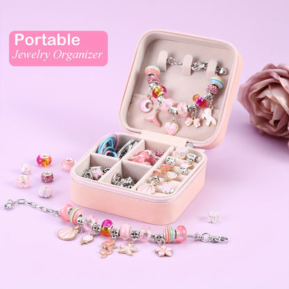 Pink Gifts for Girls - Pink Bracelet Making Set (with A Pink Portable Jewelry Box),Unicorn/Mermaid Crafts, Jewelry Making Crafts for Girls Aged 18+, Birthday Christmas Jewelry Gifts, Christmas Day, CNY, Graduation Gifts, Handmade Jewelry