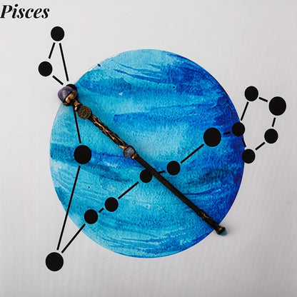 Zodiac Crystal Magic Wand with Gift Box – Handmade Astrology Wand for All 12 Signs, Cosplay Prop, Party Decor & Unique Birthday Christmas Valentine Gift for Women Men