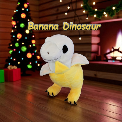 Stuffed Dinosaur Plush Toy Banana Dino 9.5 Inch Kawaii Cartoon T-Rex Soft Plushie Pillow Cute Animal Stuffed Doll Birthday Gift for Kids Girls Boys Room Decor