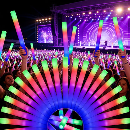 27/30 LED Foam Glow Sticks, Multi-color Flashing, Party Light-up Supplies, Suitable for Weddings, Birthdays, Graduation Seasons, Christmas And Other Parties Or Game Activities, Camping Party Outdoor Lighting Glow Sticks