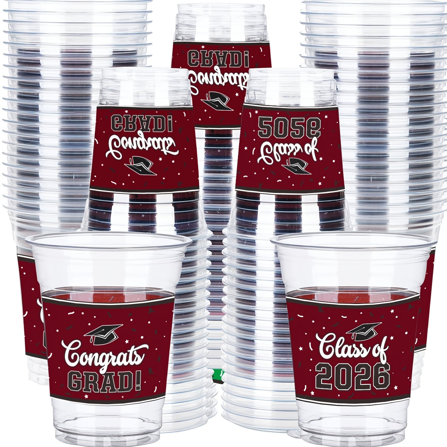 Graduation Party Plastic Mugs 100 Pack 14oz – 2026 Graduation Ceremony Cups in Multiple Colors for Graduation Parties, Celebrations & Party Essentials – Black, Red, Blue, Green, Purple & More