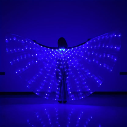 LED Feather Dance Costume Glowing Luminous – Light Up Belly Dance Performance Dress for Women Halloween Christmas Mardi Gras Rave Stage Show White Purple Warm White